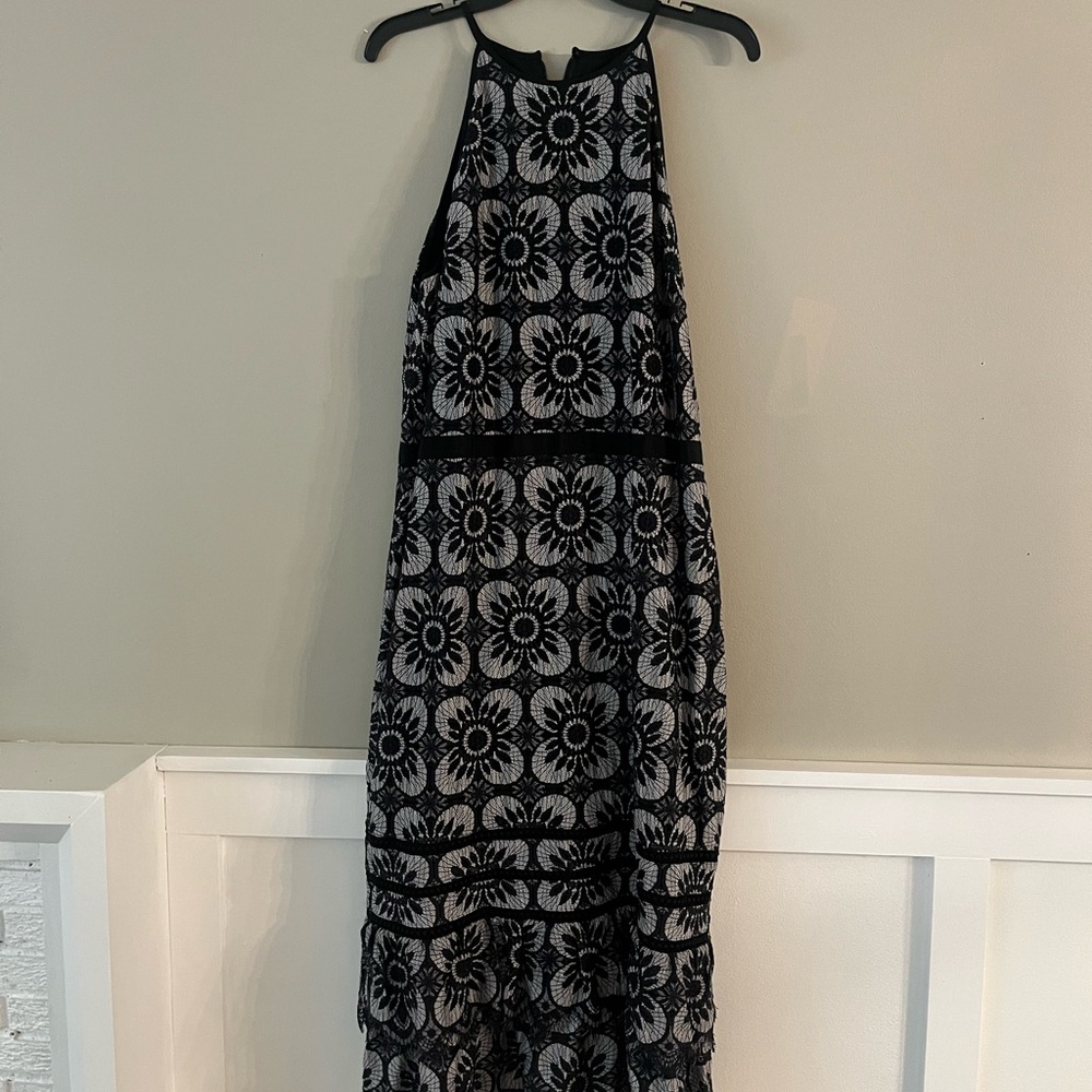 Banana Republic Black and White Halter Maxi Dress